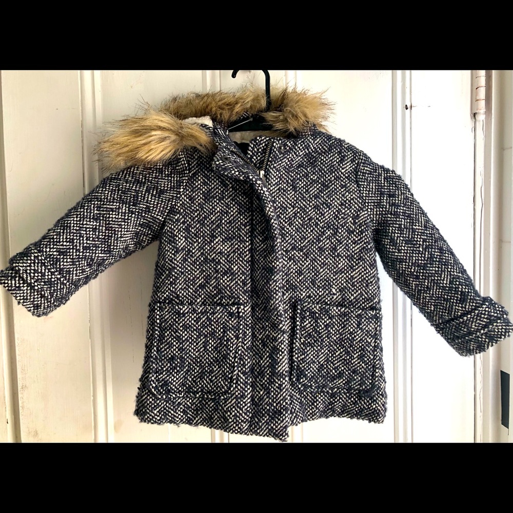 2T Baby Gap wool winter jacket with fur hood